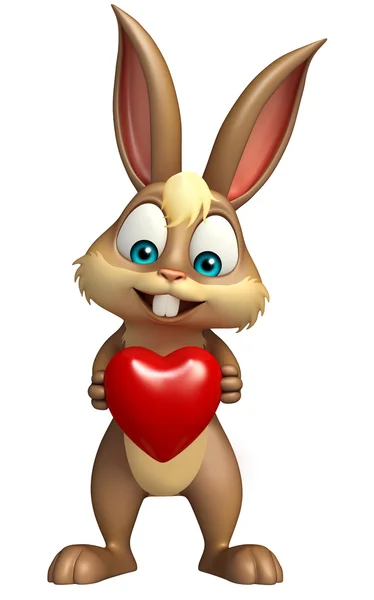 Divertido personaje de dibujos animados Bunny con corazón —  Fotos de Stock