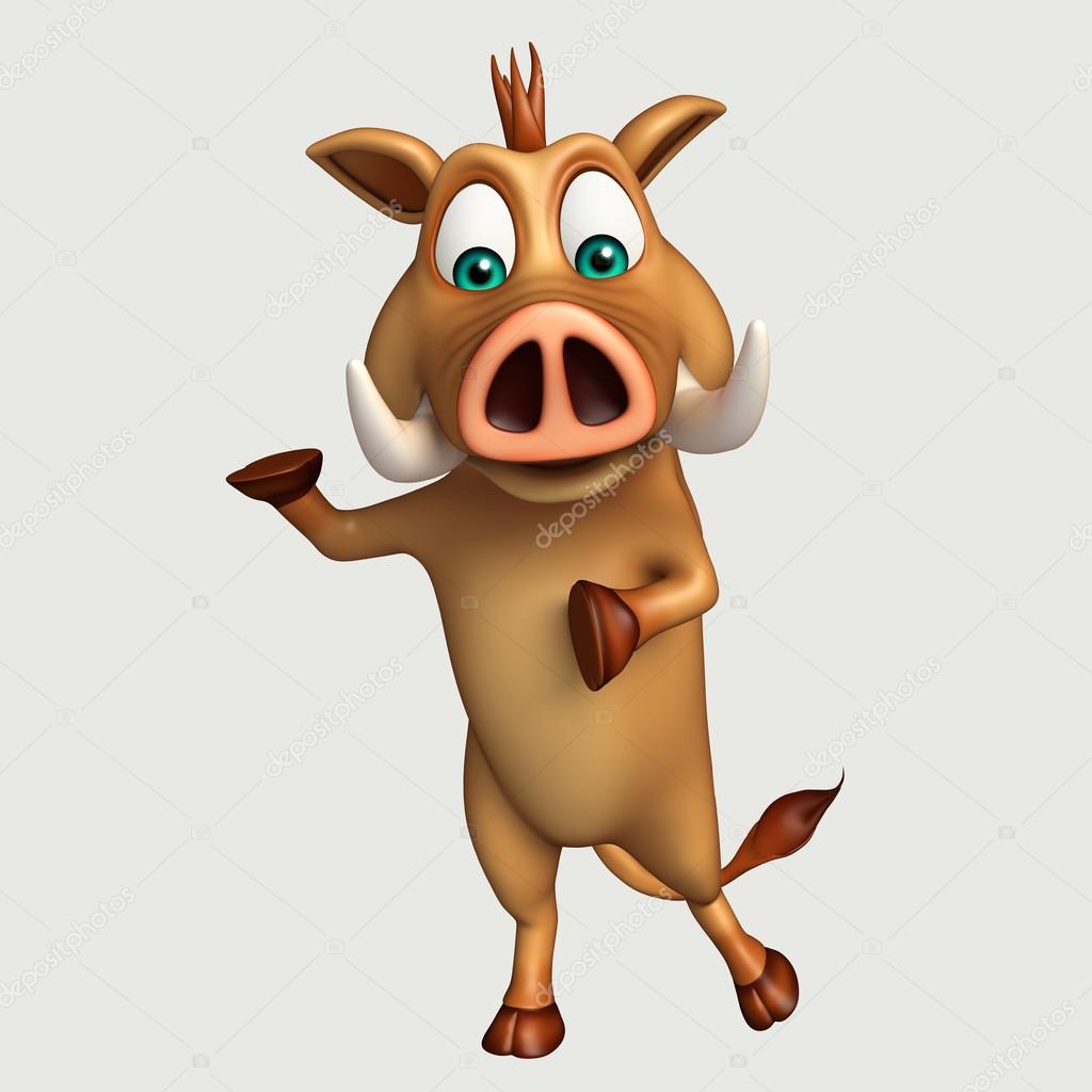 Niedlichen Wildschwein lustige Cartoon-Figur-Stockillustration von