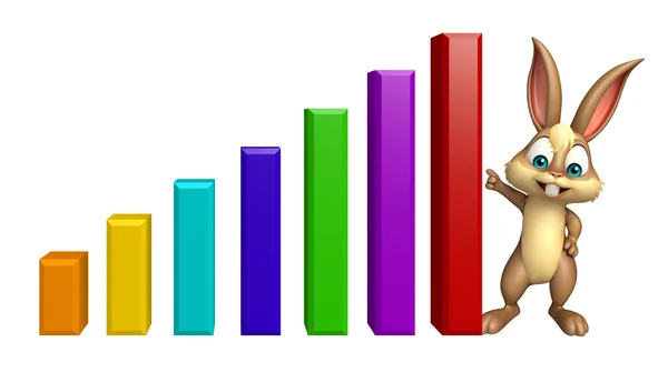 Cute Bunny cartoon character with graph — Stock Photo, Image