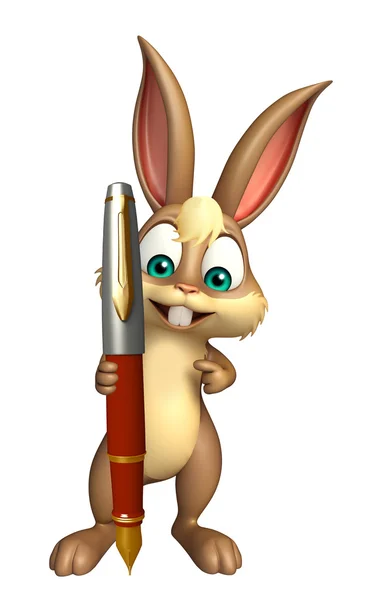 cute Bunny cartoon character with pen