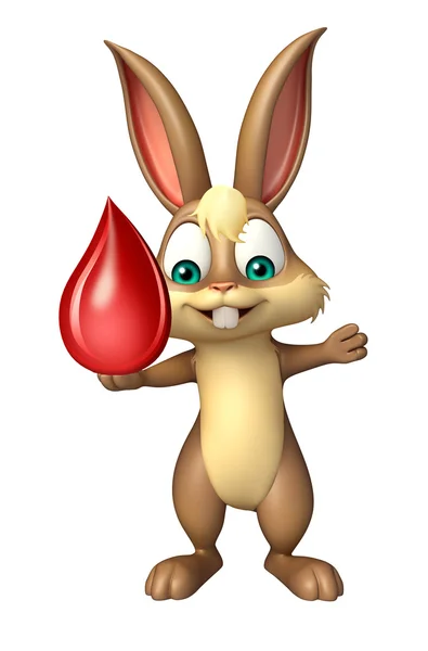 Divertido personaje de dibujos animados Bunny con gota de sangre — Foto de Stock