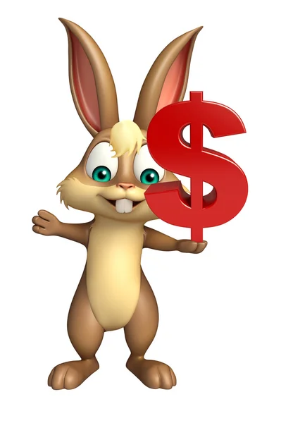 Simpatico personaggio dei cartoni animati Bunny con segno di bambola — Foto Stock