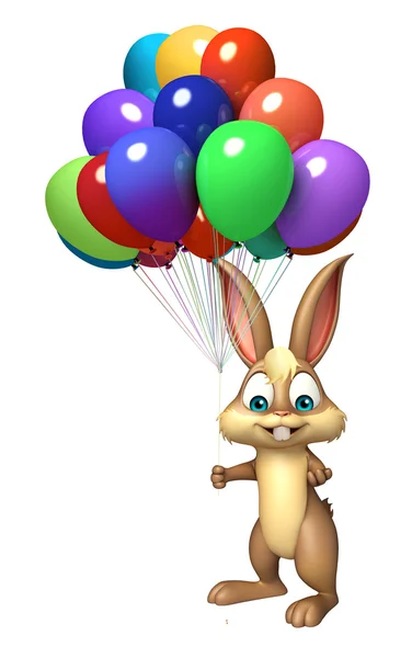 Cute Bunny cartoon character with balloons — Stock Photo, Image
