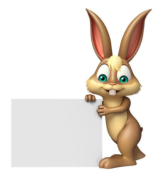 Zábava Bunny kreslená postava s bílou tabuli — Stock fotografie