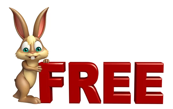 Spaß Bunny Cartoon-Figur mit kostenlosen Zeichen — Stockfoto