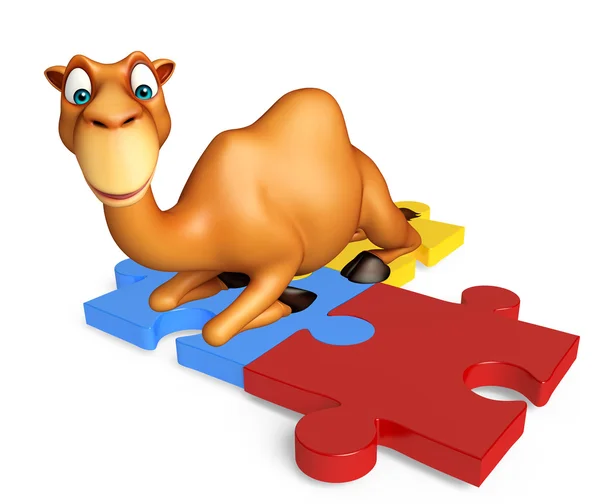 Divertido personagem dos desenhos animados Camel com quebra-cabeça — Fotografia de Stock