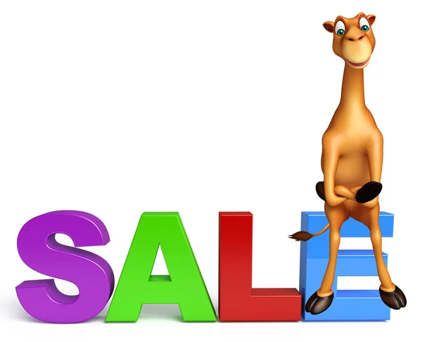 Leuke Camel stripfiguur met grote verkoop teken — Stockfoto