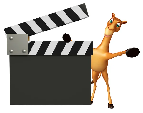 Divertente personaggio dei cartoni animati cammello con clapper board — Foto Stock