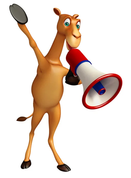 Lindo personaje de dibujos animados Camel con altavoz —  Fotos de Stock