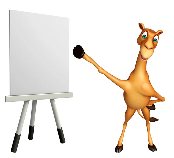 Lindo personaje de dibujos animados Camel con tablero blanco — Foto de Stock