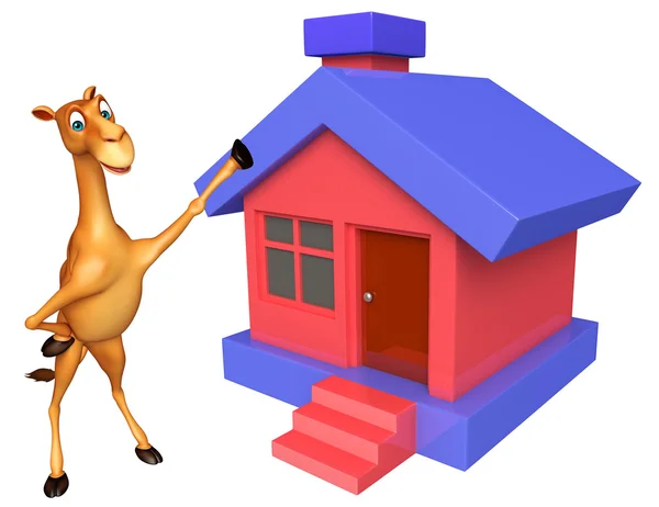 Lindo personaje de dibujos animados Camel con el hogar — Foto de Stock