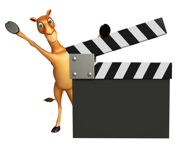 Divertente personaggio dei cartoni animati cammello con clapper board — Foto Stock