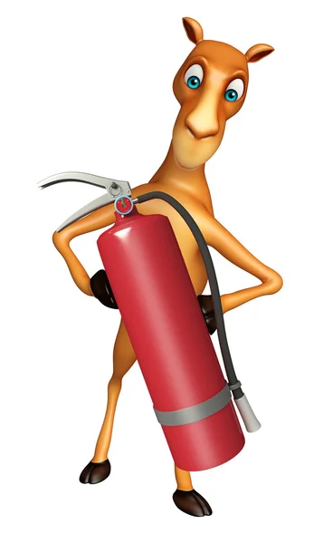 Personaje de dibujos animados de camello con extintor de incendios — Foto de Stock