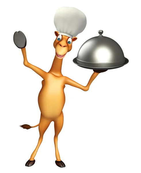 Kamel Cartoon-Figur mit Cloche und Kochmütze — Stockfoto