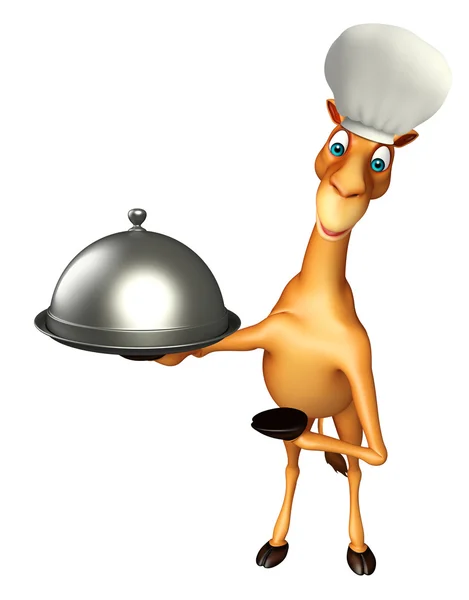 Camel cartoon character with cloche and chef hat — Stock Photo, Image