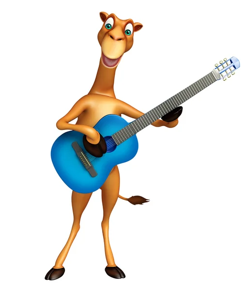Carino personaggio dei cartoni animati cammello con chitarra — Foto Stock
