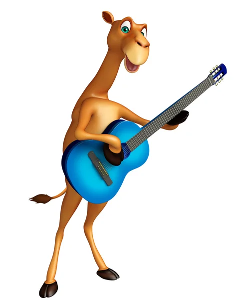 Carino personaggio dei cartoni animati cammello con chitarra — Foto Stock