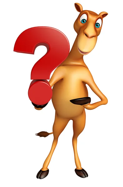 Divertido personaje de dibujos animados Camel con signo de interrogación — Foto de Stock