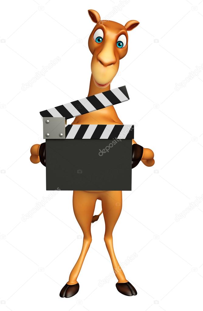 fun Camel cartoon character with clapper board