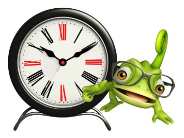 eğlenceli bukalemun çizgi film karakteri ile masa saati