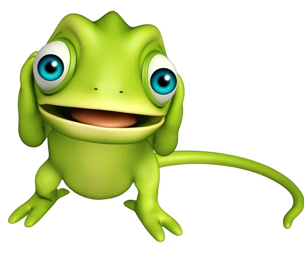 Carino camaleonte divertente personaggio dei cartoni animati — Foto Stock