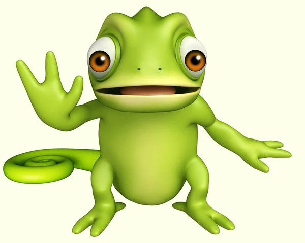 Cute Chameleon funny cartoon character — Stock Photo, Image