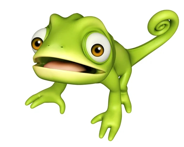 Lindo camaleón divertido personaje de dibujos animados — Foto de Stock