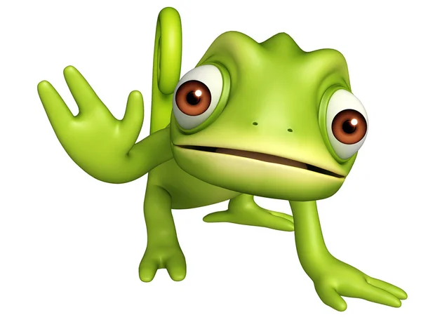 Lindo camaleón divertido personaje de dibujos animados — Foto de Stock