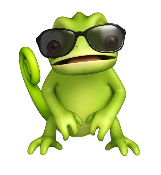 Fun Chameleon cartoon character with sunglass — Stock Photo, Image