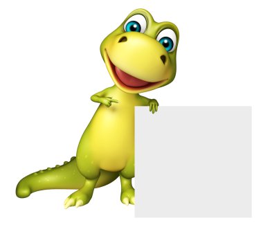 sevimli dinozor çizgi film karakteri ile beyaz tahta