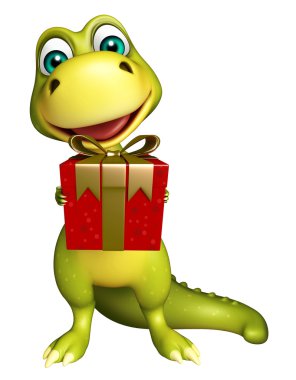 Dinozor çizgi film karakteri hediye kutusu ile eğlenceli