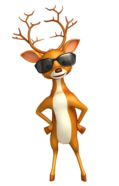 楽しいサングラスと鹿漫画のキャラクター — ストック写真