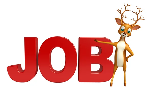 Deer cartoon character with job sign — Stock Photo, Image