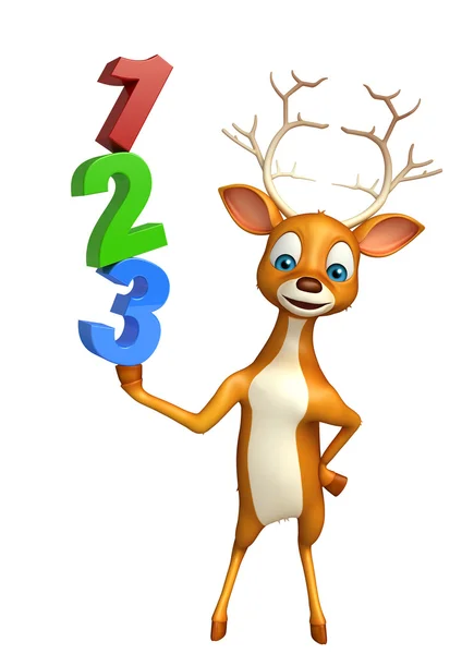 Deer cartoon character with  123 sign — Stock Photo, Image