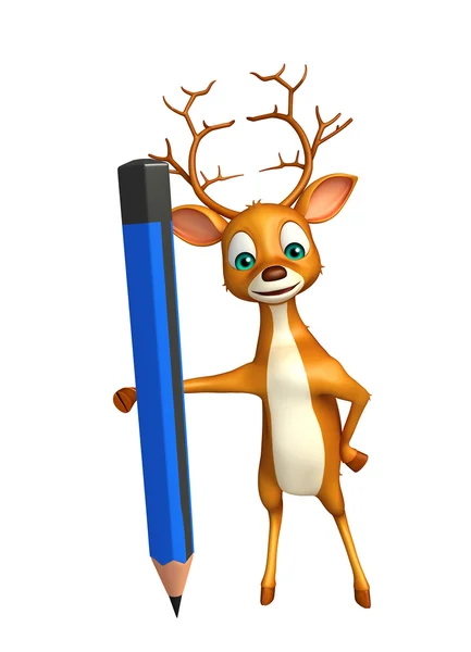 Deer cartoon character with pencil — Stock Photo, Image