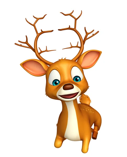 Bonito cervo personagem de desenho animado com sentado — Fotografia de Stock