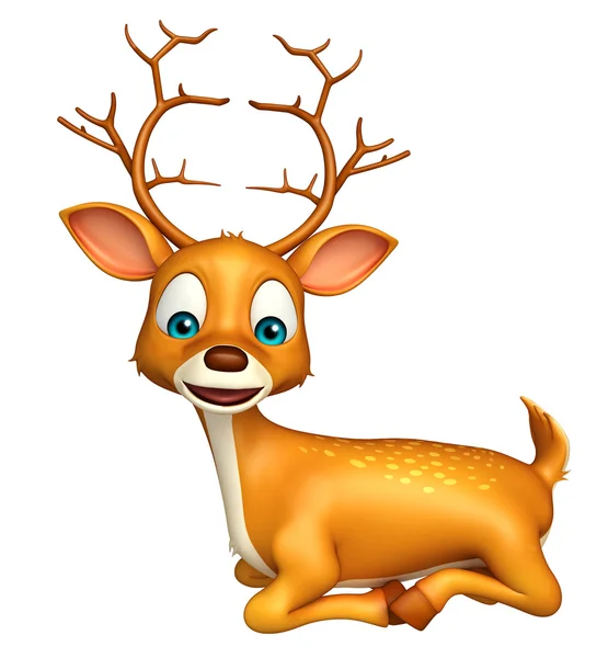 Cute Deer cartoon character with sitting down — Stock Photo, Image