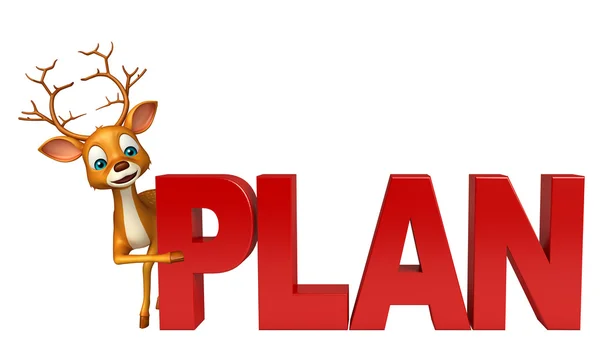 Cute Deer cartoon character with plan — Stock Photo, Image