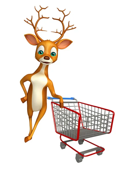 Deer cartoon character with trolly