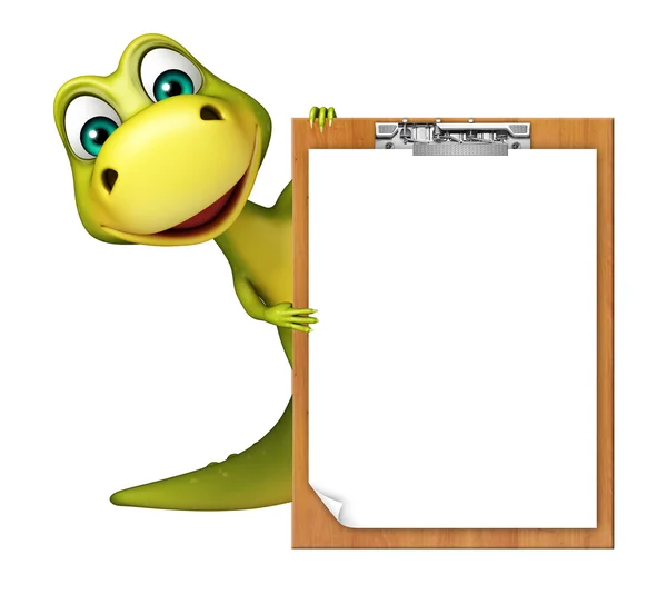 Cute Dinosaur cartoon character with exam pad — Stock Photo, Image