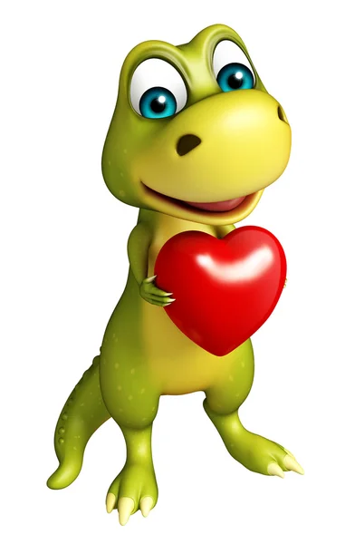 Симпатичный персонаж мультфильма про динозавров с сердцем — стоковое фото