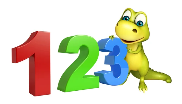 Dinosaur cartoon character with 123 sign — Stock Photo, Image