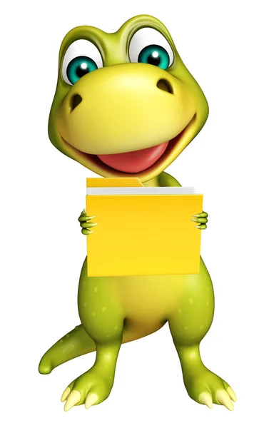 Dinosaurus kreslená postava s složky — Stock fotografie
