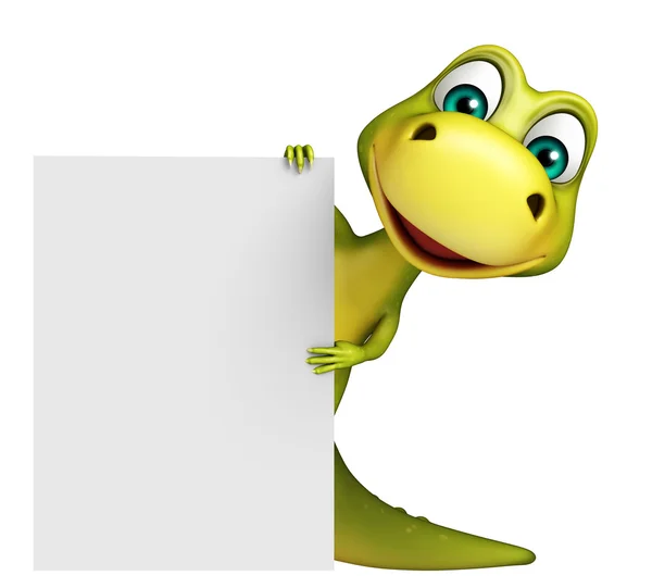 Aranyos dinoszaurusz rajzfilmfigura fehér tábla — Stock Fotó