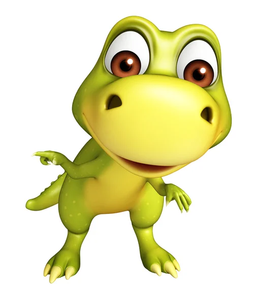 Cute Dinosaur cartoon character  with pointing towards blank spa — Stock Photo, Image