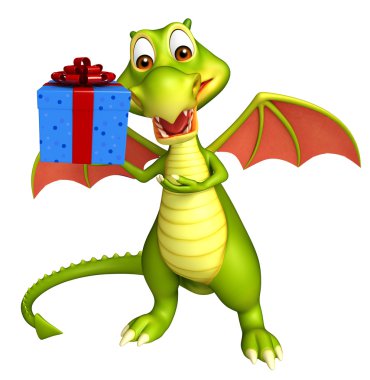 Dragon çizgi film karakteri ile hediye kutusu 