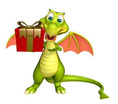 Dragon çizgi film karakteri ile hediye kutusu 