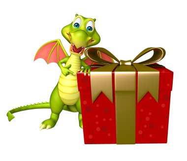 Dragon çizgi film karakteri ile hediye kutusu 