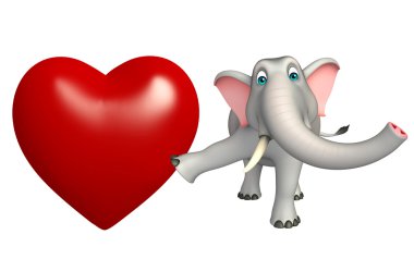 sevimli fil kalbi olan karakter karikatür 