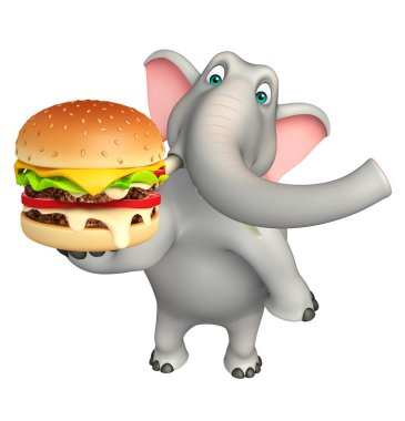 Fil çizgi film karakteri ile burger 